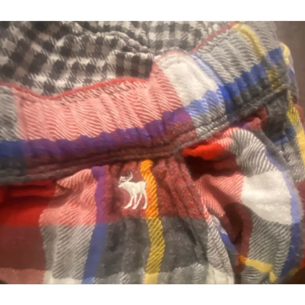 Abercrombie & Fitch Sleep Plaid Pajama Lounge Pants Red Multicolor Med Cozy